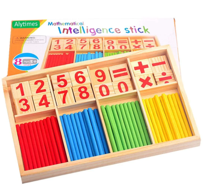 Wooden Number Cards And Counting Rods Box