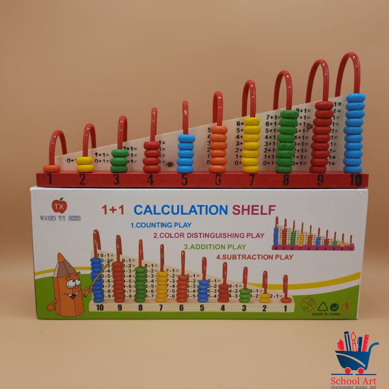 Kids Wooden Early Educational Toys Learning Calculation Shelf for Kids