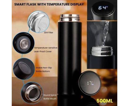 Home Led Digital Temperature Display Smart Thermos Creative Vacuum Water Bottle - 1 Piece